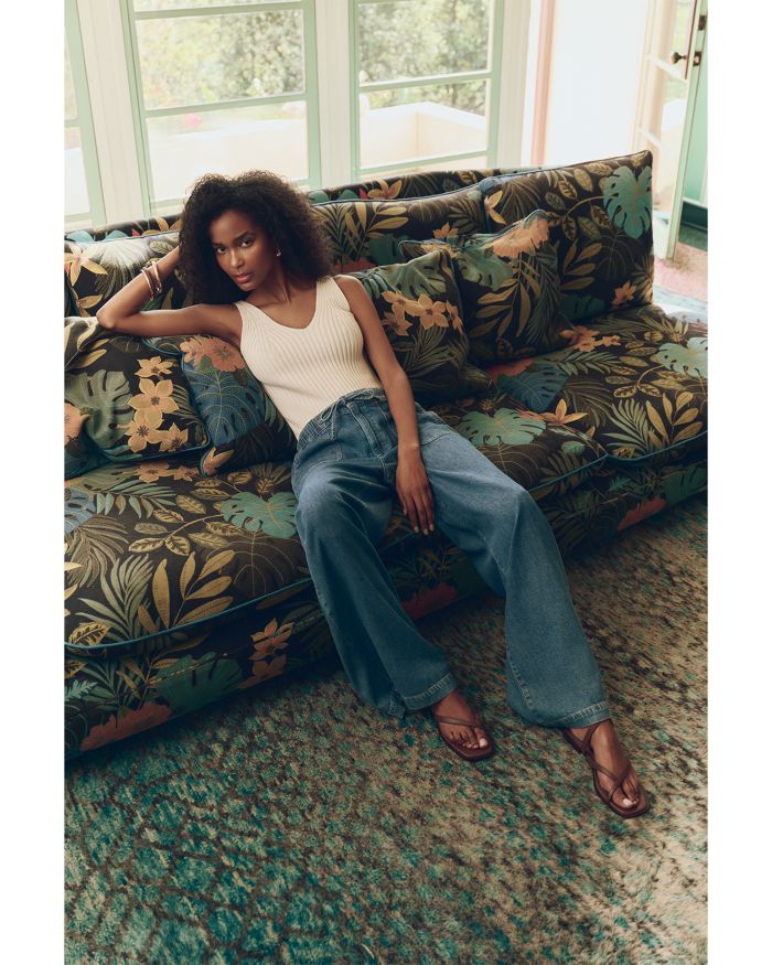 Rumi High Rise Wide Leg Jeans Nimes