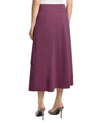DEB Multi-Panel Asymmetric Midi Skirt in Stretch Cotton Blend
