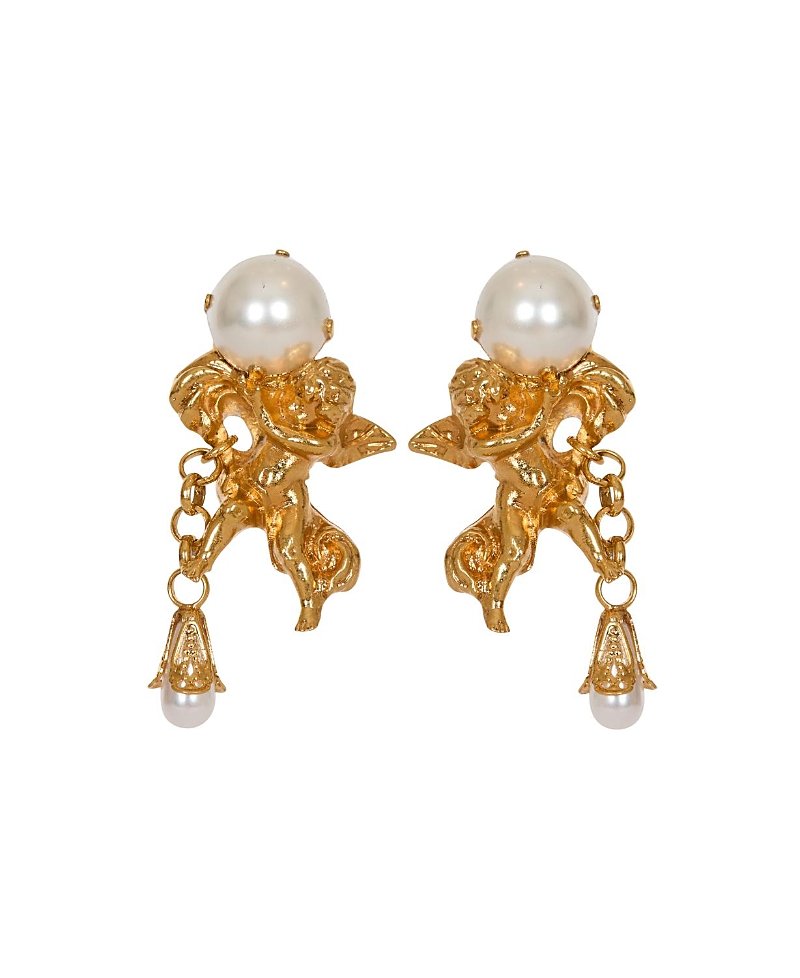 Balmain Anges Baroque Brass Earrings In Gold