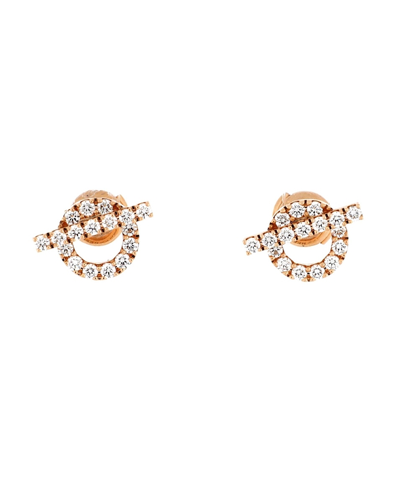 PRE-OWNED HERMES PRE-OWNED HERMES FINESSE STUD EARRINGS 18K ROSE GOLD AND DIAMONDS