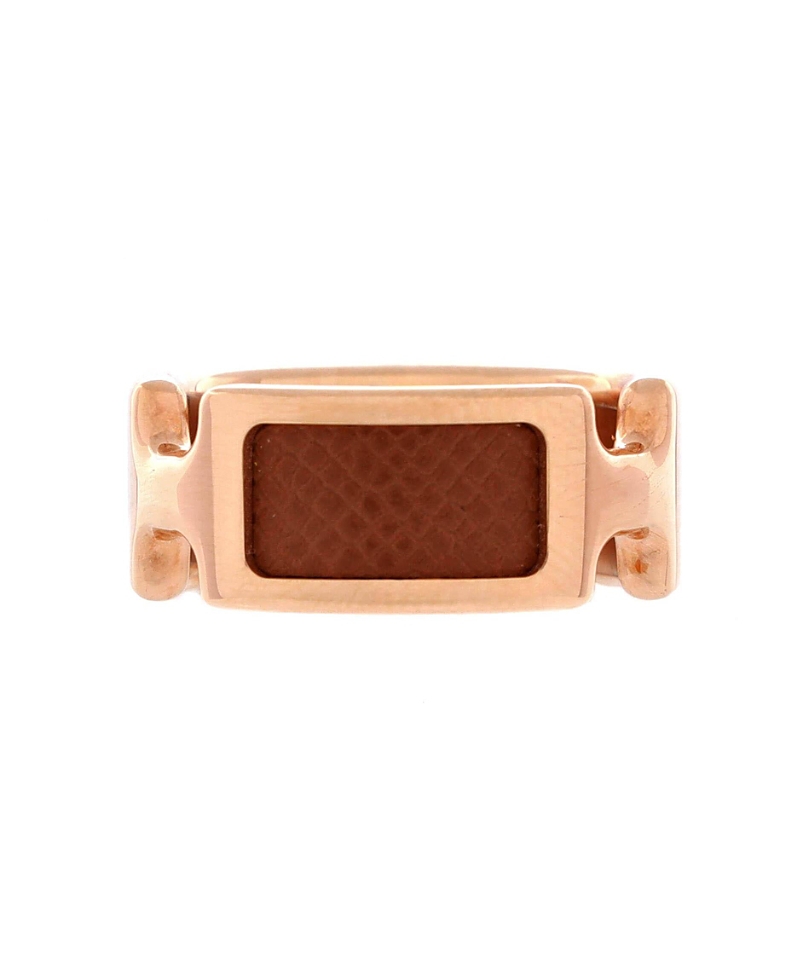Pre-owned Pre-owned Hermes Hermes Olympe Ring Plated Metal And Leather