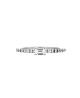 Pre-Owned Cartier - Etincelle de Cartier Solitaire Ring 18K White Gold with Emerald Cut Diamond and Pave Diamonds
