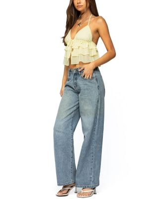 Zephi Split Front Ruffled Top