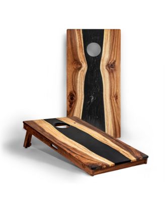 2ft x 4ft River Epoxy Resin with Live Edge Acacia Pathfinder ART Cornhole Boards