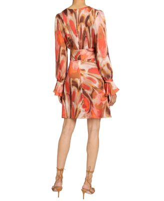 Dahlia Long Sleeve Dress in Abstract Printed Georgette