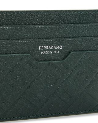 Gancini Embossed Leather Card Case