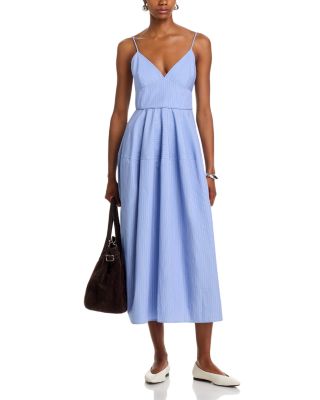 Basque Stripe Midi Dress