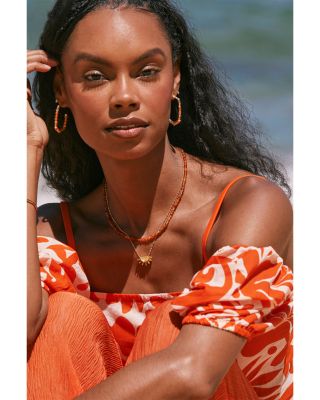 Samantha Sun Orange Glass Short Pendant Necklace, 19"