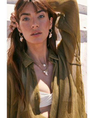 Sand Dollar Natural Mother of Pearl Short Pendant Necklace, 17.4"-20.4"