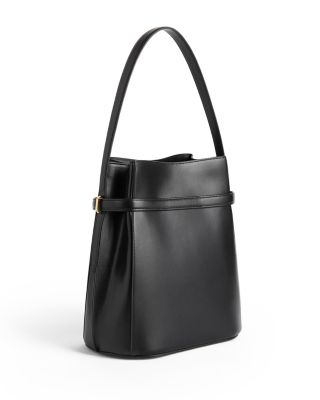 Belted Smooth Leather Bucket Bag