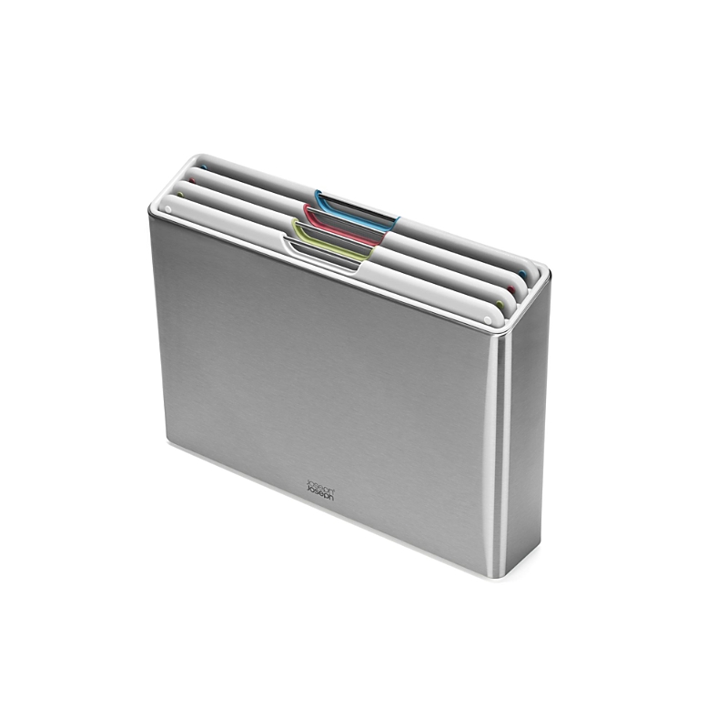 Joseph Joseph Folio Steel 4 Piece Cutting Board And Case Set In Gray