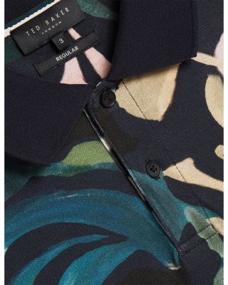 Kivem Floral Print Pure Cotton Polo Shirt