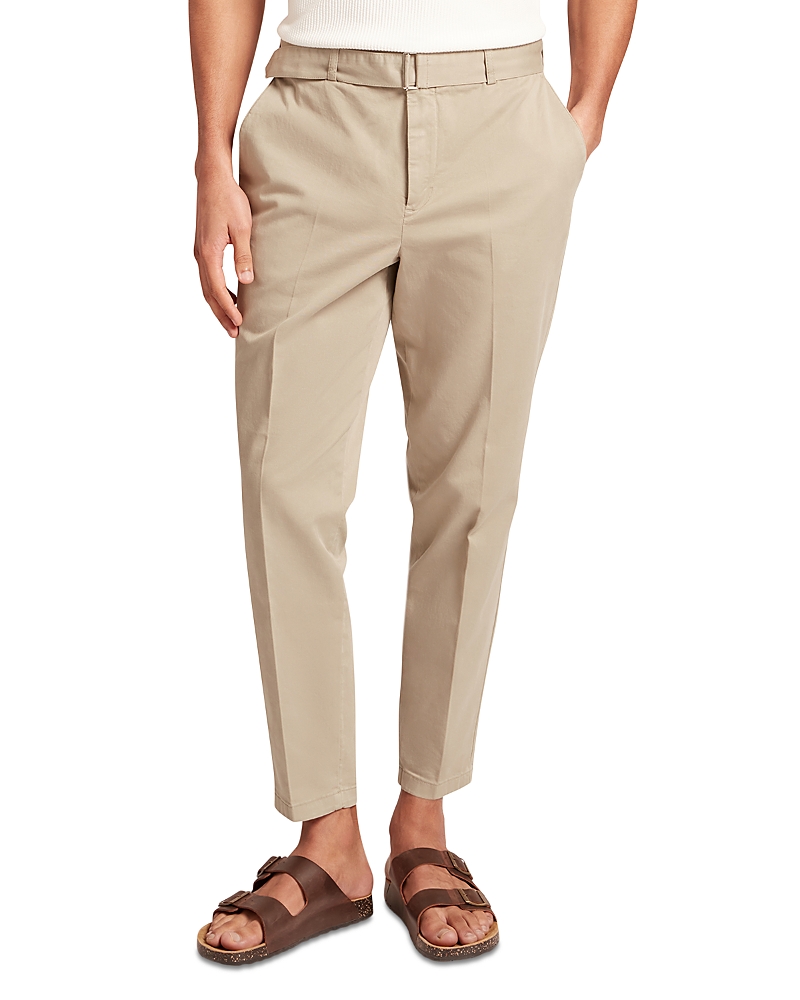 Ted Baker Armodo Tapered Fit Belted Cotton Stretch Pants In Brown