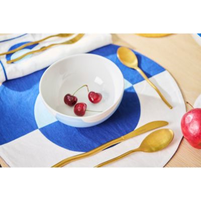 Bauhaus Embroidered Linen Round Placemats, Set of 4