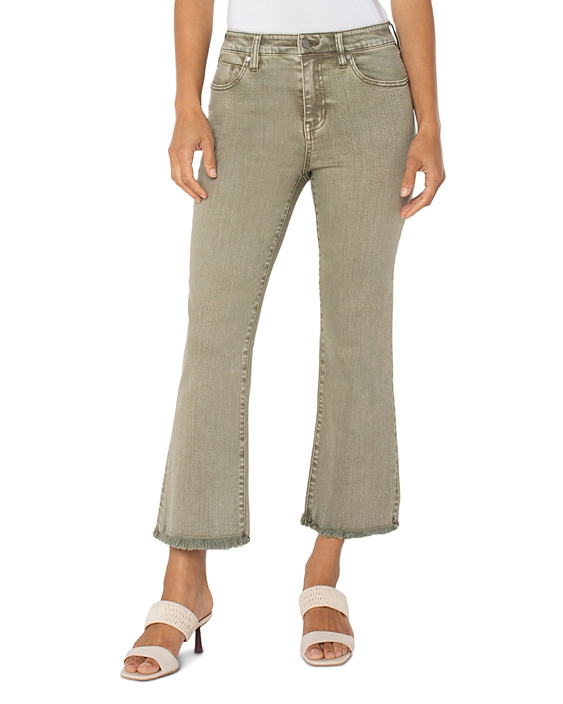 Liverpool Los Angeles Hannah High Rise Cropped Flare Leg Jeans in Mineral Laurel Olive
