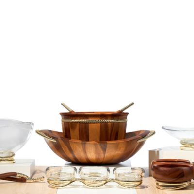 Braid Gold Round Salad Bowl &amp; Servers