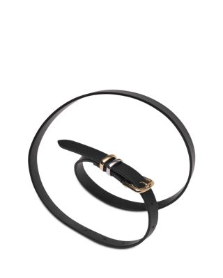 Women&#39;s Square Buckle Mini Leather Belt