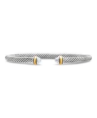 Classic Cable Bracelet in Sterling Silver with 18K Yellow Gold, 4mm