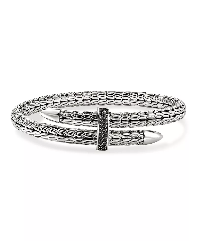 John Hardy Sterling Silver Spear Black Sapphire Flex Bracelet