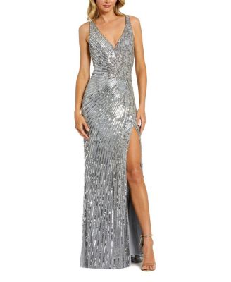 Beaded Floral Sleeveless Gown