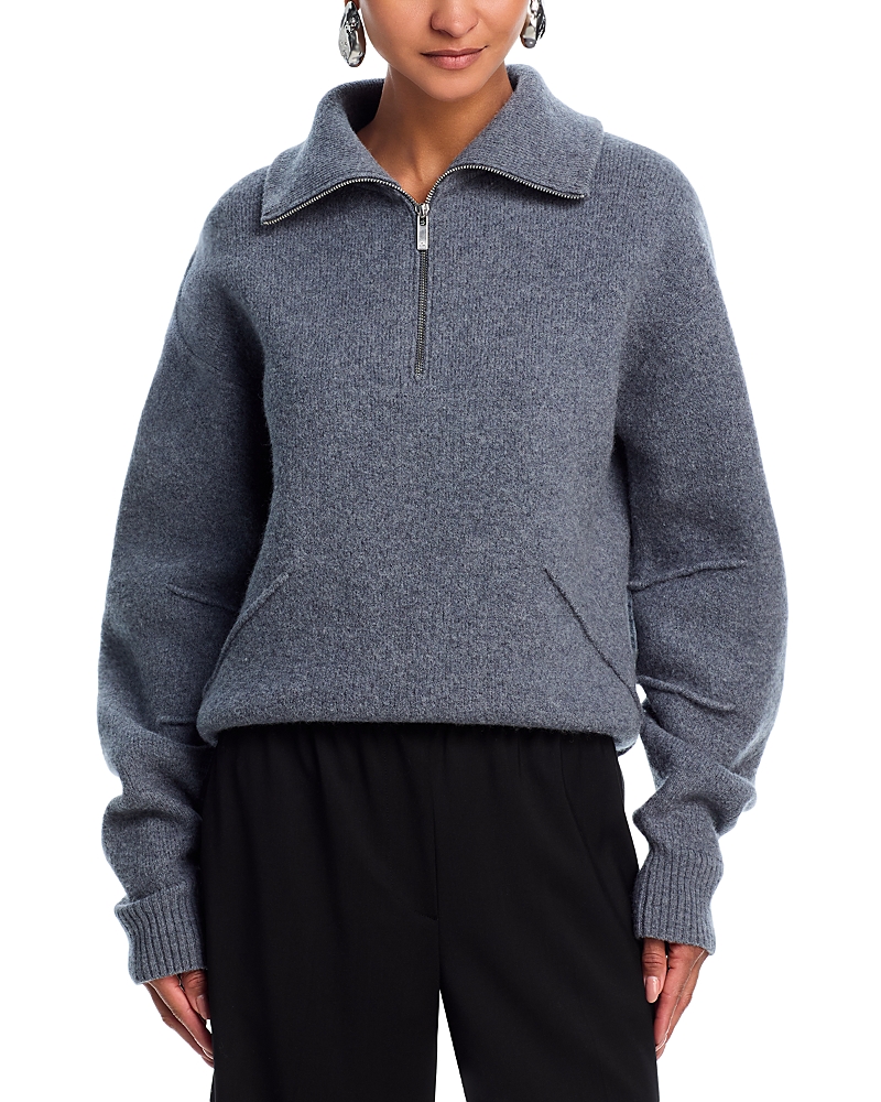 Helmut Lang Wool Half Zip Funnel Neck Sweater In Blue