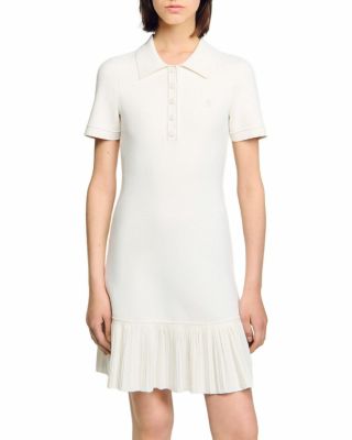 Polo Collar Pleated Mini Dress