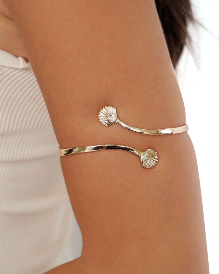 Santorini Cubic Zirconia Shell Arm Cuff
