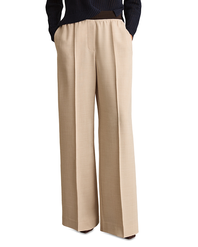 Reiss Wilde Wide Leg Trousers Neutral