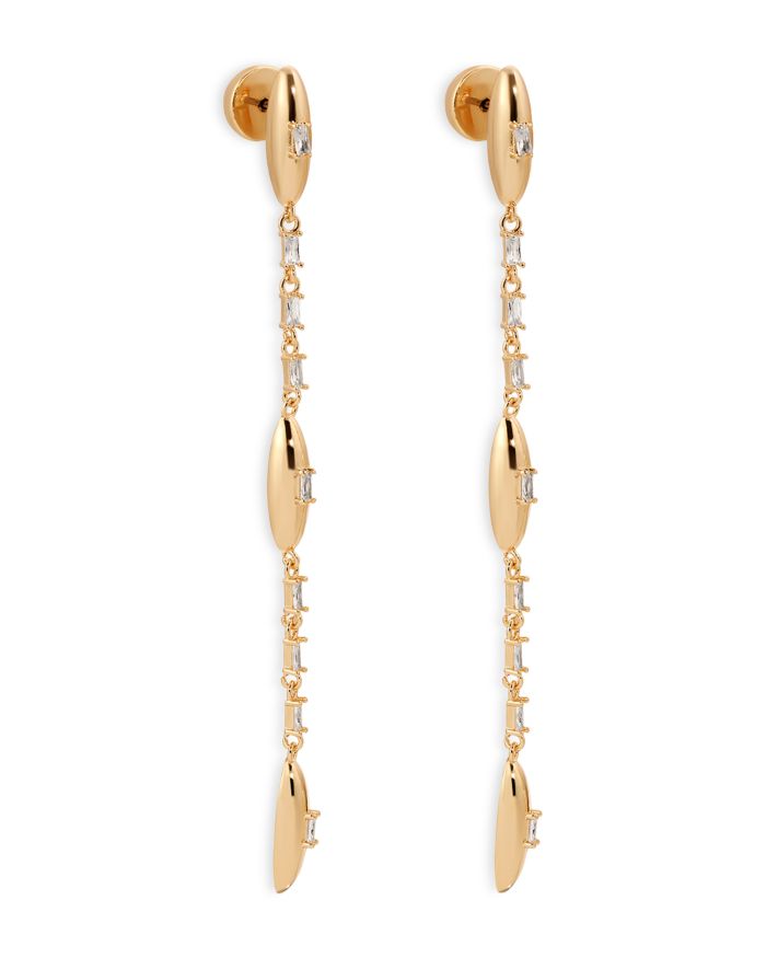 Baguette Cubic Zirconia Oval Dome Linear Drop Earrings