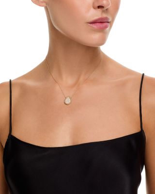 Diamond Disc Pear Shaped Pendant Necklace in 14K Yellow Gold
