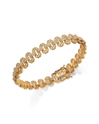Diamond Geometric Link Bracelet in 14K Yellow Gold, 3.0 tcw
