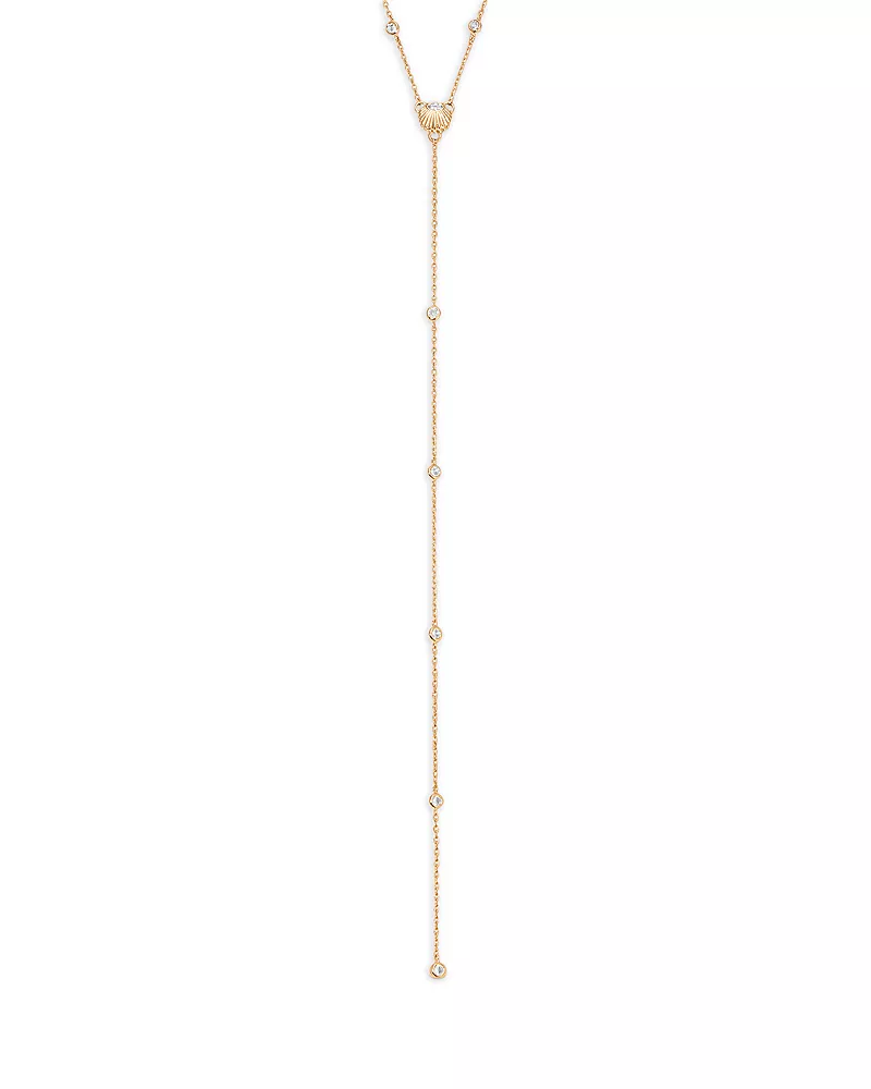 Ettika Santorini Cubic Zirconia Shell Lariat Necklace, 15