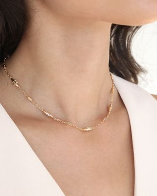 Baguette Crystal Oval Dome Chain Necklace, 12.5"-17.5"