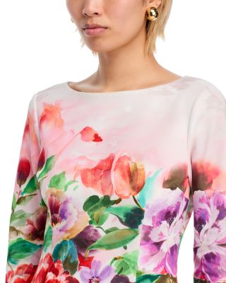 Scuba Floral Three Quarter Sleeve Dress
