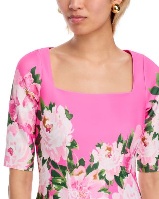 Scuba Square Neck Flower Print Dress