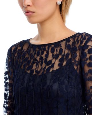 Leaf Lace Pintuck Dress