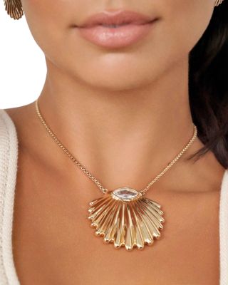 Cubic Zirconia Scallop Shell Pendant Necklace, 36"
