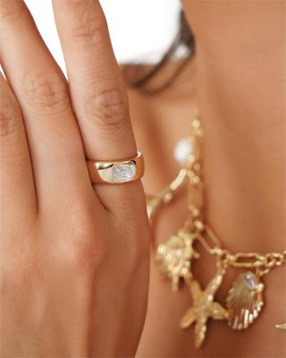 Treasure Emerald Cut Cubic Zirconia Band Ring