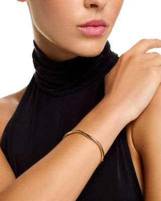 Polished Tube Wavy Bangle Bracelet in 14K Yellow Gold