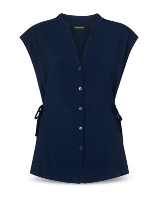 Button Down Tie Side Blouse