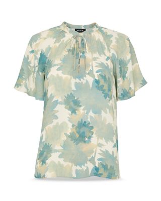 Floral Print Tie Neck Top