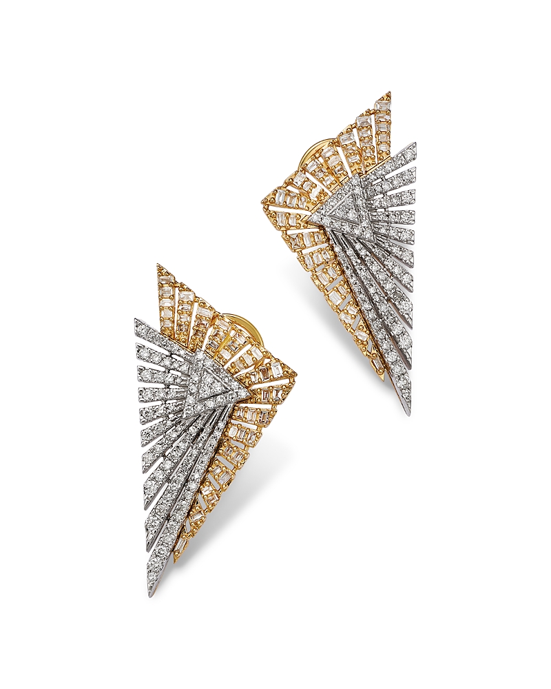 Bloomingdale's Fine Collection Diamond Geometric Drop Statement Earrings in 14K Yellow & White Gold, 1.0 tcw