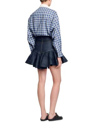 Ruffled Mini Denim Skirt