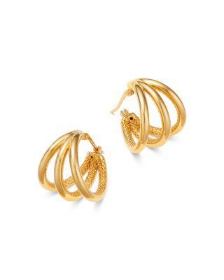 Triple Cage Hoop Earrings 14K Yellow Gold