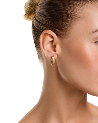 Rectangular Triple Hoop Earrings 14K Yellow Gold