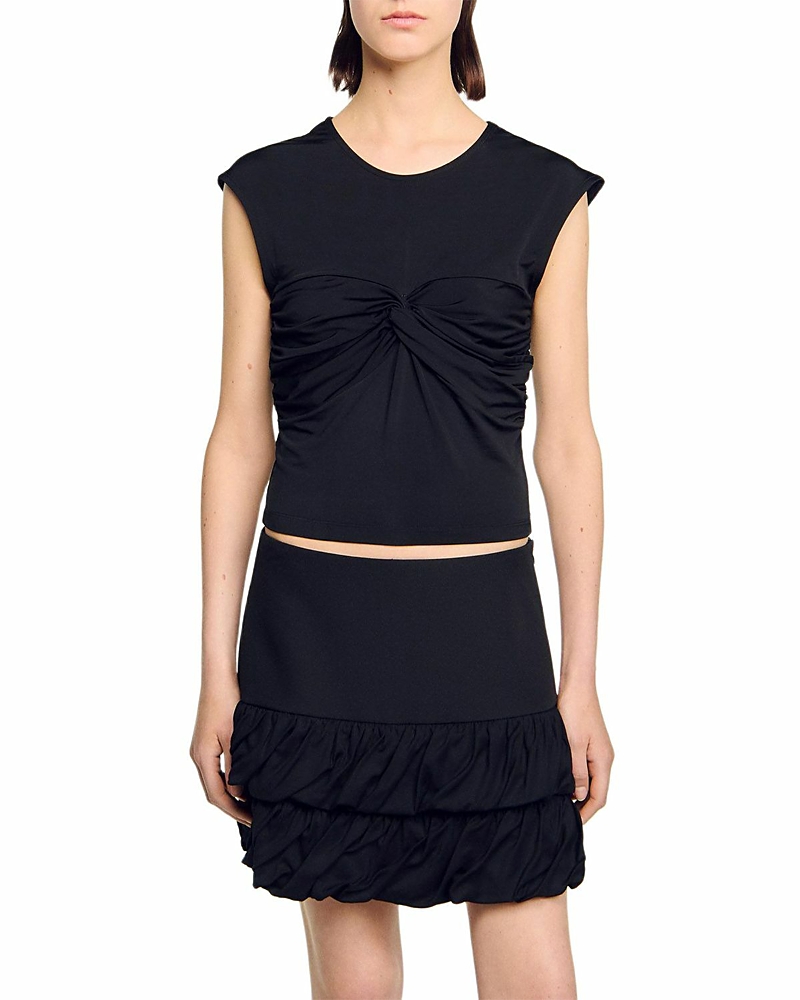 Sandro Draped T-shirt In Black