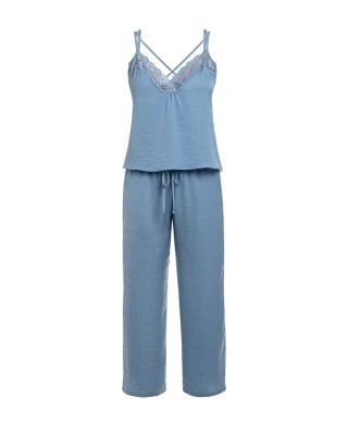 Hammered Satin Cami Crop Pant Pajama Set