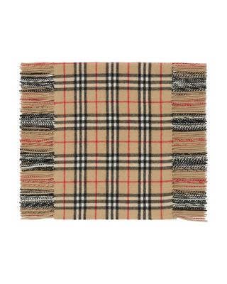 Check Cashmere Fringed Scarf