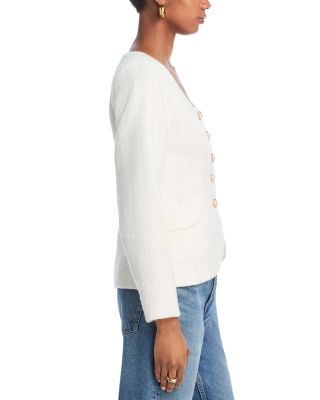 Scoop Neck Tweed Jacket