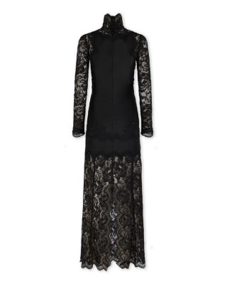 Floral Lace Mock Neck Maxi Dress